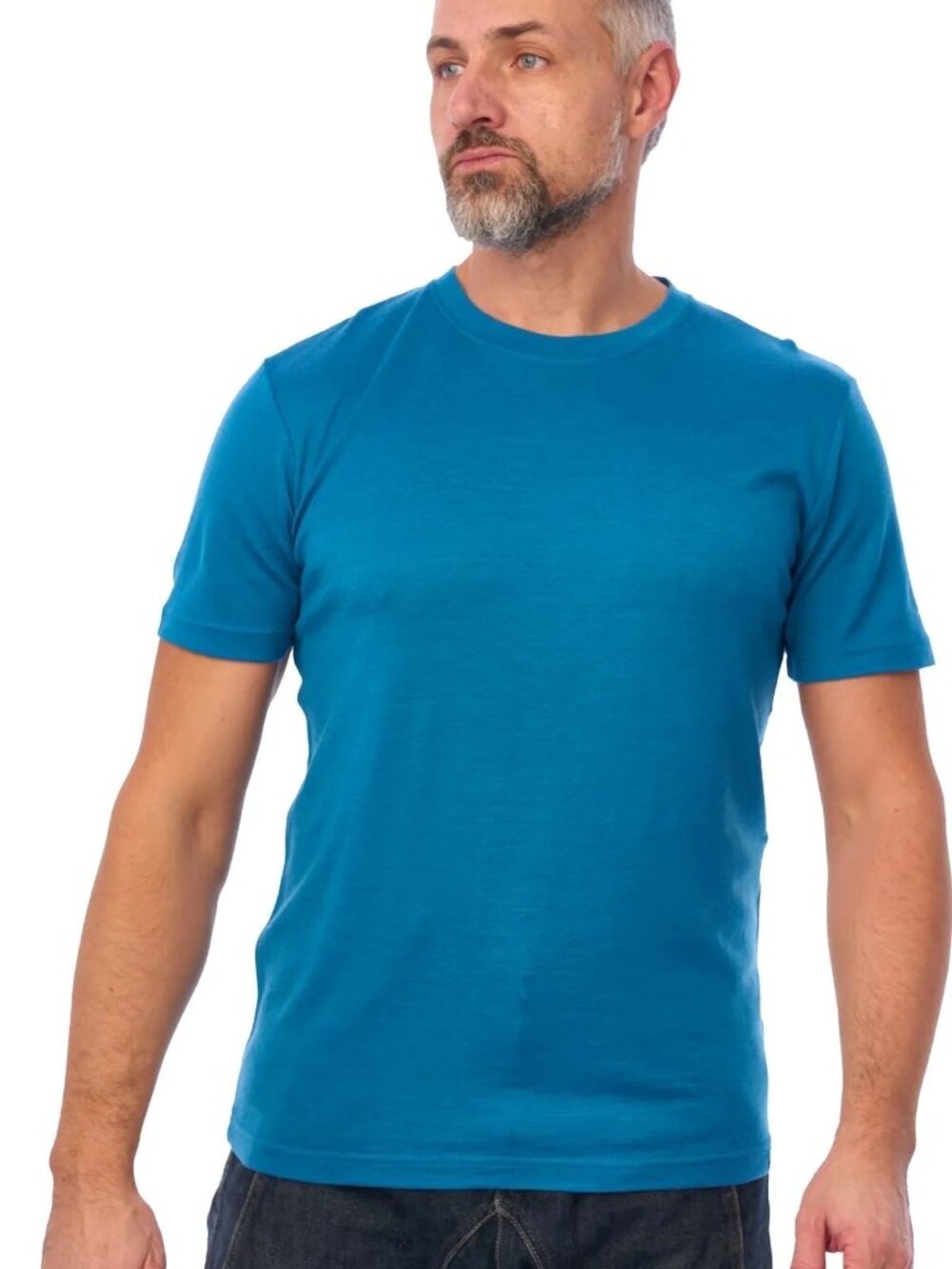 Merino.tech Men’s 100% Merino Wool T Shirt, Maya Blue